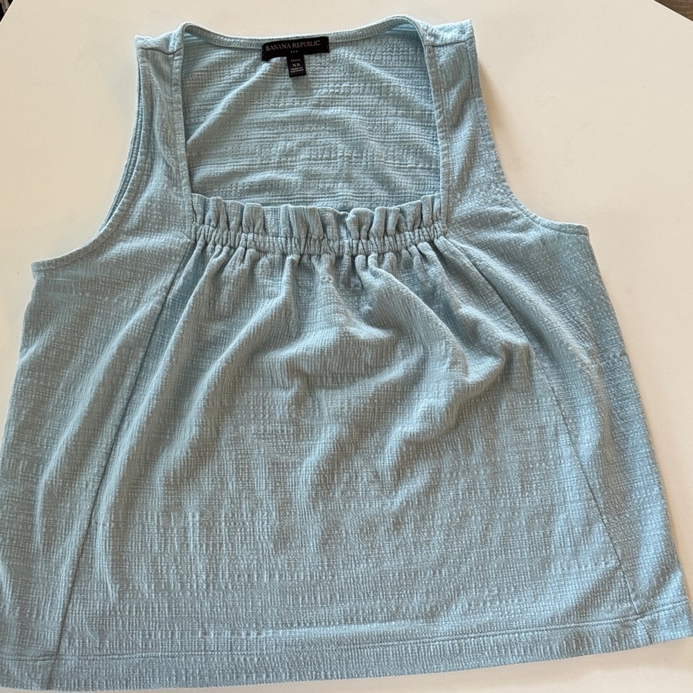 Banana Republic Pale Blue Ruched Square-Neck Tank
